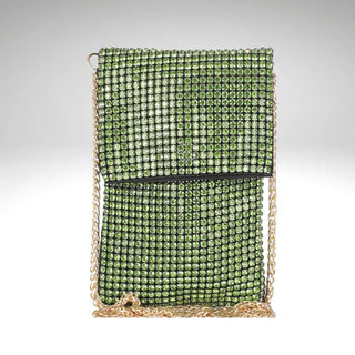 Green Bling Rhinestone Clutch/ Crossbody - La Luz Boutique