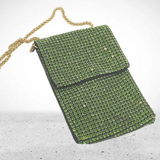 Green Bling Rhinestone Clutch/ Crossbody - La Luz Boutique