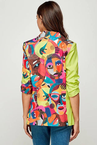 Half Sleeve Jacket w/ Abstract Print