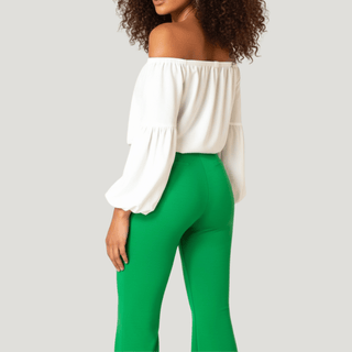 Lannah Green High Rise Flare Pants - La Luz Boutique