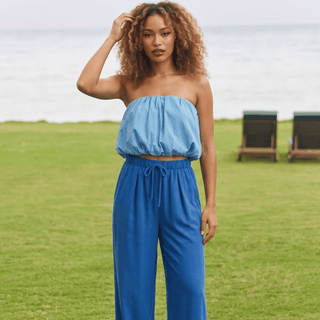 Let's Get Carried Away Ocean Blue Bubble Top - La Luz Boutique