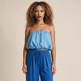 Let's Get Carried Away Ocean Blue Bubble Top - La Luz Boutique