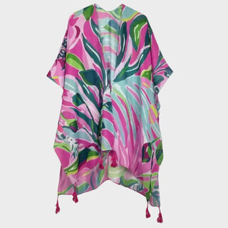 'Lila' Kimono-Fuchsia & Green - La Luz Boutique