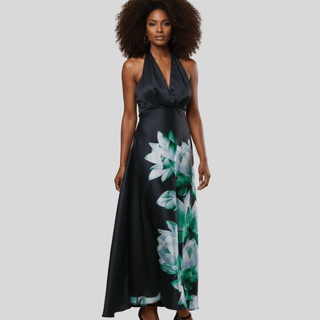 Lotus Reverie Halter Neck Dress - La Luz Boutique