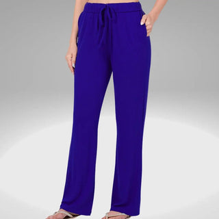 Lounge Pants w/ Drawstring-Blue - La Luz Boutique