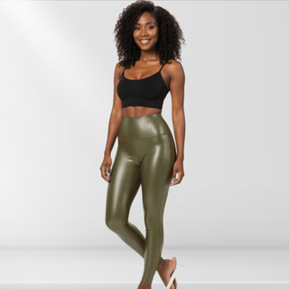 Luxe Lift Faux Leather Leggings - Olive - La Luz Boutique