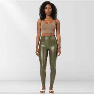 Luxe Lift Faux Leather Leggings - Olive - La Luz Boutique