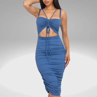 Lydia Bodycon Dress w/ Ruching - La Luz Boutique