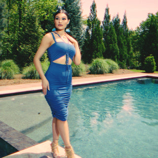 Lydia Bodycon Dress w/ Ruching - La Luz Boutique