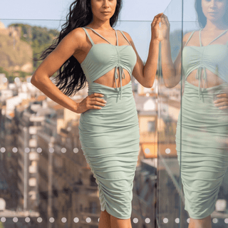Lydia Bodycon Dress w/ Ruching - La Luz Boutique