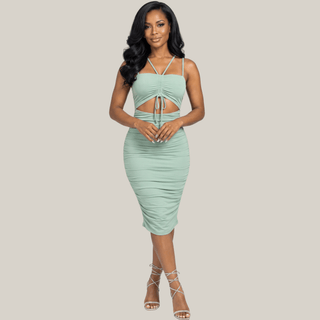 Lydia Bodycon Dress w/ Ruching - La Luz Boutique