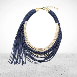 'Mia' Leather Braided Multi Strand Necklace