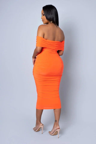 Midi Dress - Orange - La Luz Boutique