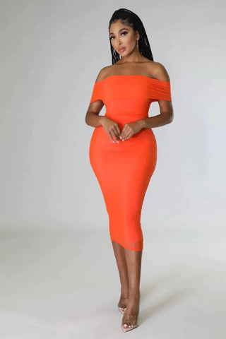 Midi Dress - Orange - La Luz Boutique