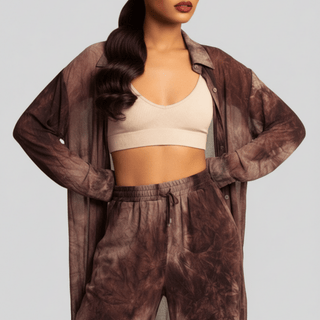 Mocha Dreams 2 Piece Shirt and Pants Set - La Luz Boutique