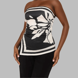 Monochrome Muse Scarf Top - La Luz Boutique