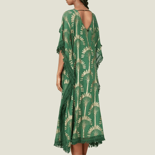 Neema Green Tassel Kaftan - La Luz Boutique