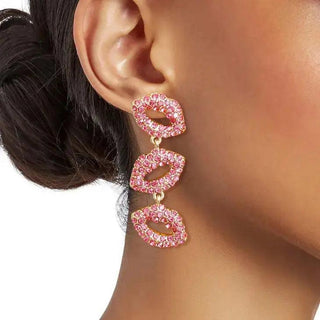 Pink Pucker Lips Earrings - La Luz Boutique