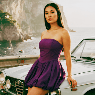 Pomp and Circumstance Purple Mini Dress - La Luz Boutique