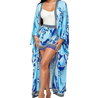 Santorini Oversize Kimono with Shorts - La Luz Boutique
