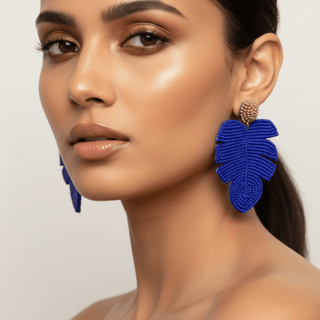 Sequin Sappire Palms Earrings - La Luz Boutique