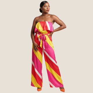 Simply Splendid Chevron Jumpsuit - La Luz Boutique