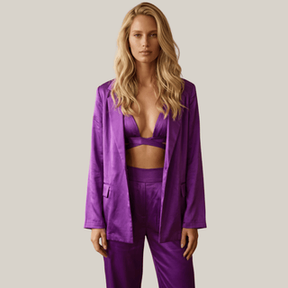 The Electric Orchid 3 - Piece Satin Set - La Luz Boutique