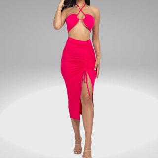 'Yasmin' 2 Piece Bikini Top and Skirt- Fuchsia