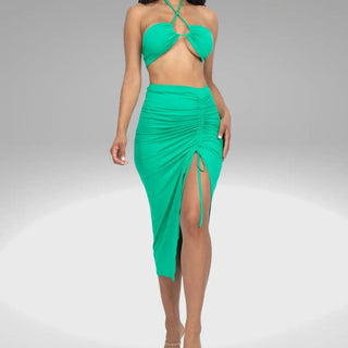 'Yasmin' 2 Piece Bikini Top and Skirt- Green